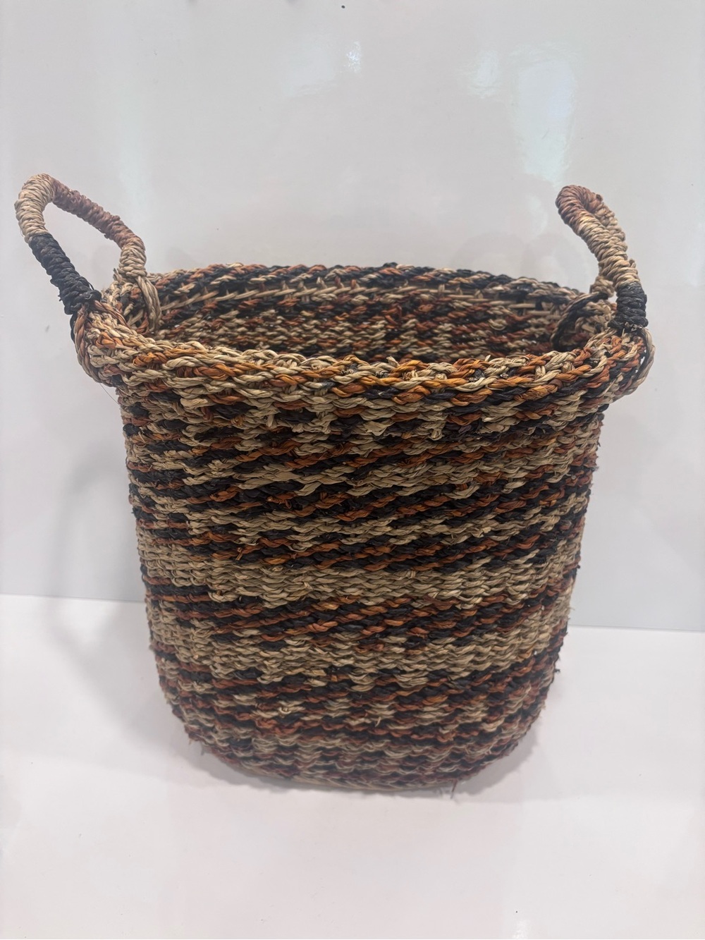 Hand Woven Raffia Natural Fiber Tote , "Bolga Basket" .